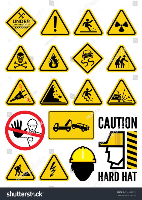 warning symbols set stock vector illustration  shutterstock