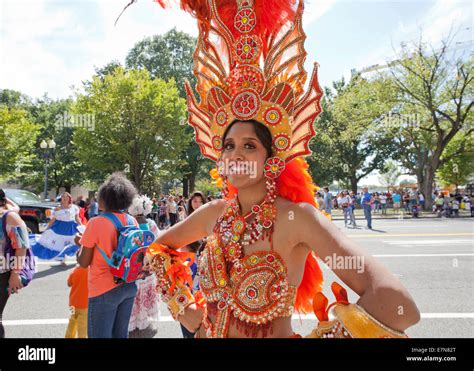 Female Brazilian Carnival Samba Dancer In Traditional Costume Usa