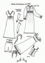 1800s Jane Austen Coloringhome Fashions Eras sketch template