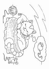 Dreaming Cat Coloring sketch template