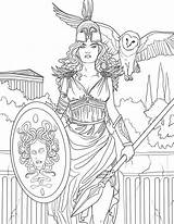 Coloring Pages Goddess Adults Athena Greek Mythology Adult Book Fantasy Atena Colouring Gods Atenas Books Godess Print Tattoo Sheets Grown sketch template