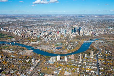 aerial photo edmonton city skyline