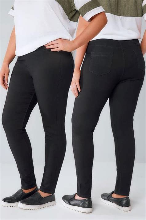 black pull on stretch jenny jeggings plus size 14 to 32