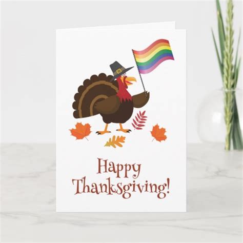 Lgbt Flag Thanksgiving Turkey Card