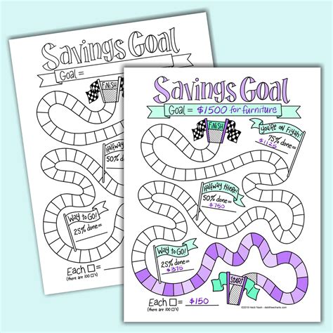 printable savings goal chart printable templates