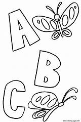 Coloring Abc Alphabet Pages Butterflies Printable Color Book sketch template