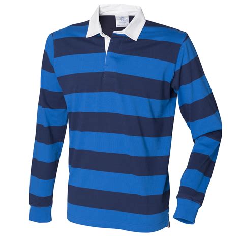 front row mens striped sports rugby long sleeve cotton polo shirt  shirt top ebay
