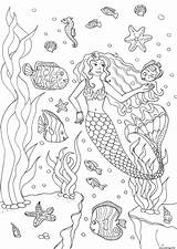 Sirene Imprimer Meerjungfrauen Poissons Erwachsene Adulte Mermaids Adulti Coloriages Malbuch Sirenas Adultos Fishes Justcolor Sirène Wasserwelten Adultes Difficile Mondes Aquatiques sketch template