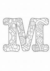 Coloring Letter Initial Pages Monogram Color Funky Drawing Letters Adult Alphabet Getdrawings Colouring Initials Colored Zentangle Colorings sketch template