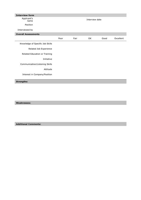 interview template form  word   formats