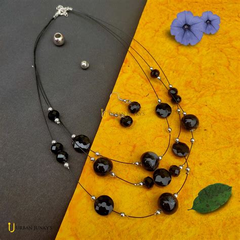 black crystal jewellery set urban junkys collections  jewellery