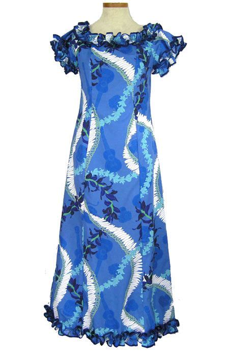 mu umu u [blue lei] hawaiian print dress tube top dress
