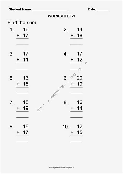maths addition printable worksheets   class kids tutorial