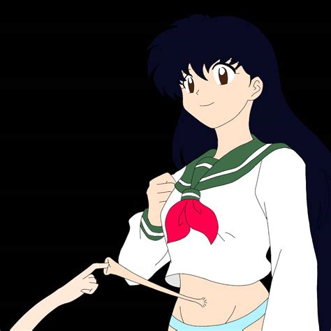 kagome higurashi s outue belly button pulled poke by jokingbrianx on