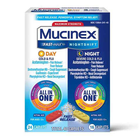 mucinex fast max maximum strength daytime nighttime severe cold flu    fast release