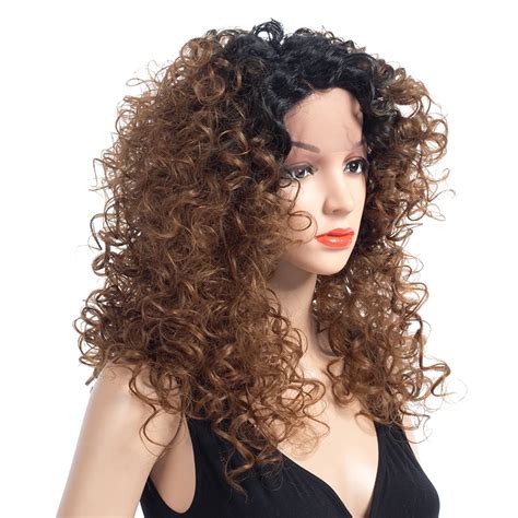 Elegant Muses Long Kinky Curly Wig Synthetic Lace Front Hair Wigs For