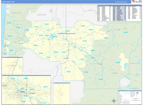 Lane County Or Zip Code Wall Map Basic Style By Marketmaps Mapsales