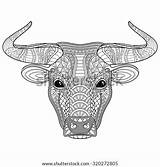 Bull Animal Zentangle Vector Tribal Isolated Decorative Background Style Shutterstock Search sketch template