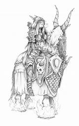 Warcraft Undead Warhorse Sylvannas Gane Sylvanas Illidan Zeichnungen Mancini Malen Fantasie Windrunner Orc sketch template