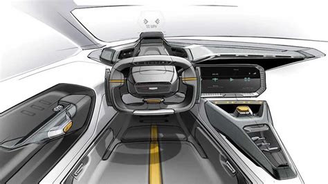 sleek gm design sketch shows   sporty car interior