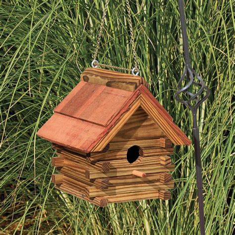 amish log cabin  cedar roof birdhouse bird house kits bird houses diy bird houses