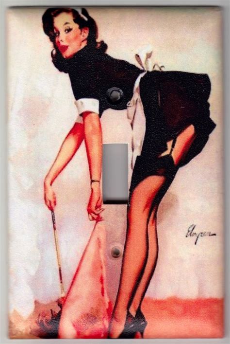 Vintage Pin Up Girl French Maid Lingerie Switchplate Cover