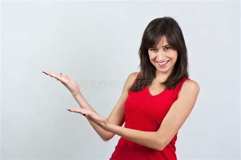girl showing  product stock photo image  student