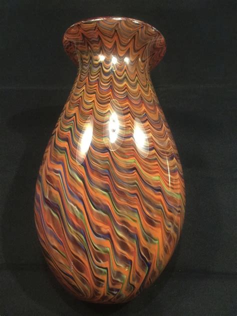 Murano Zigzag Swirl Vase Multi Colored Stick Collectors