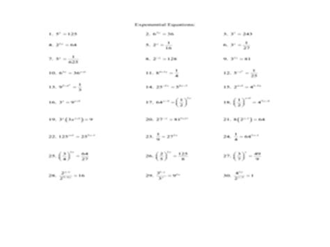 exponential equations worksheet    grade lesson planet