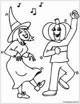Halloween Pages Dancing Party Coloring Kids Color sketch template