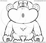 Monkey Clipart Chimp Cartoon Snow Shocked Grinning Outlined Coloring Vector Thoman Cory Regarding Notes Clipartof Royalty sketch template