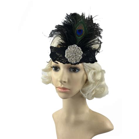 1pc fashion retro women ladies peacock feather flapper headband crystal