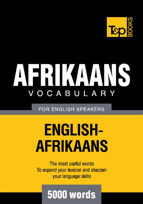 afrikaans vocabulary  english speakers  words tp books