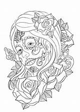 Dead Coloring Pages Printable Adult Colouring Kids Adults Print Skull Tattoo sketch template