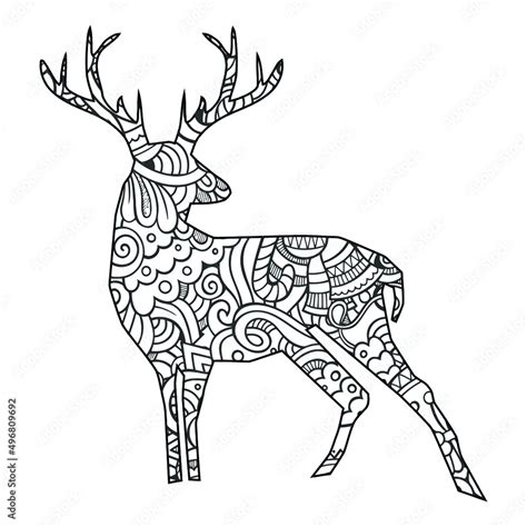 mandala deer coloring page  kids stock vector adobe stock