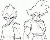 Coloring Goku Vegeta Pages Dragon Ball Looked Each Other sketch template