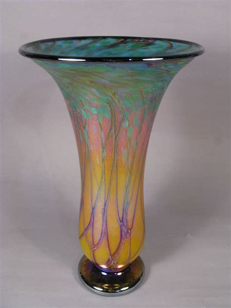 Sunset Fumed Vase Hand Blown Art Glass Glass Art