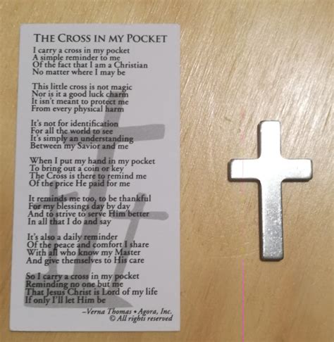 printable cross   pocket poem