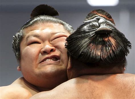 sumo wrestlers face off in ceremonial honozumo tournament in tokyo