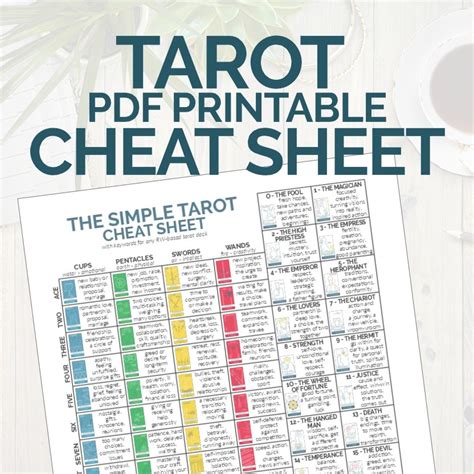 printable tarot cheat sheet  simple tarot