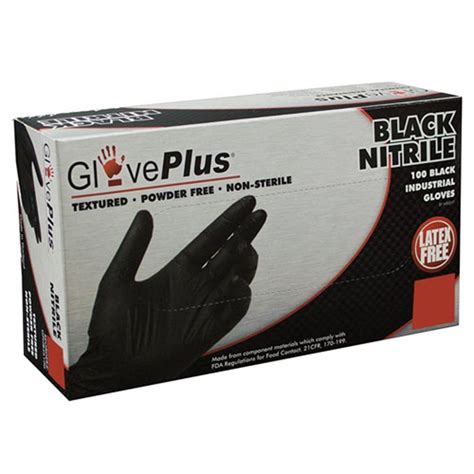 gloveplus pf textured black nitrile gloves