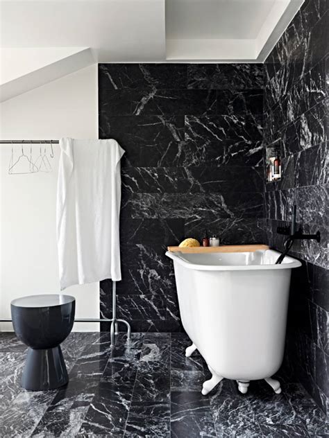 black marble   bathroom tile baths fixtures floors apartment therapy
