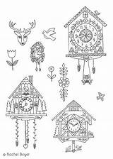 Clock Cuckoo Clocks Tattoo Coloring Drawing Pages Template Craft Printable sketch template