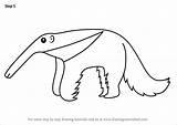 Anteater Cartoon Draw Step Drawing Kids Tutorials Drawingtutorials101 Tutorial sketch template