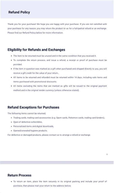 refund policy template sign templates jotform