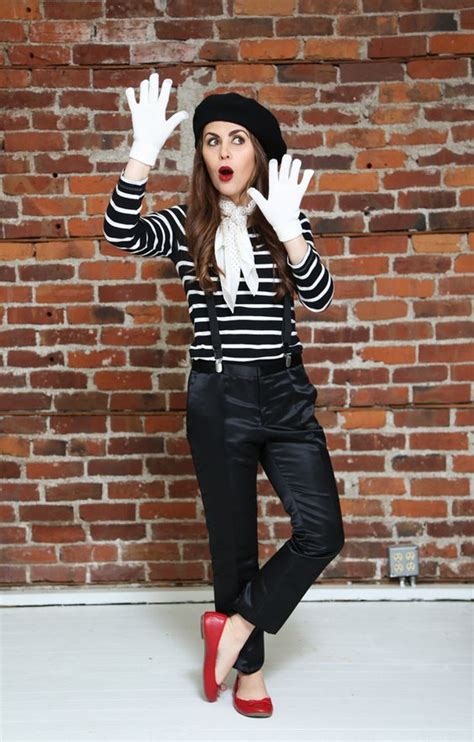picture   simple halloween mime costume  black pants  striped