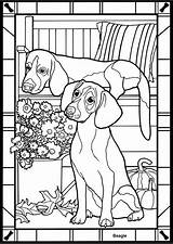 Dover Adults Stained Beagles Patterns sketch template