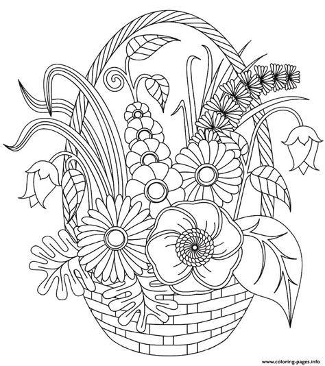 beautiful   flowers   basket coloring page printable