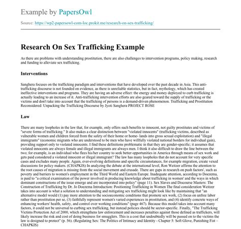 Research On Sex Trafficking Free Essay Example