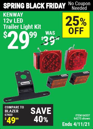 kenway  volt led trailer light kit   harbor freight coupons